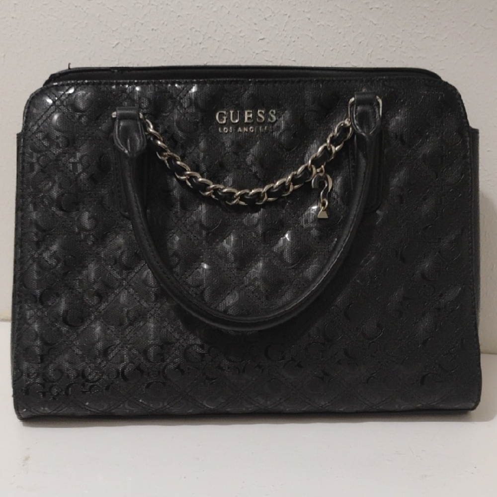 GUESS Black Satchel with Chain Detail